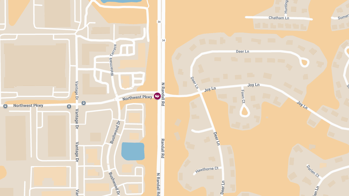 Two-Vehicle Rear-End Crash With Injuries at N Randall Rd & Northwest Pkwy