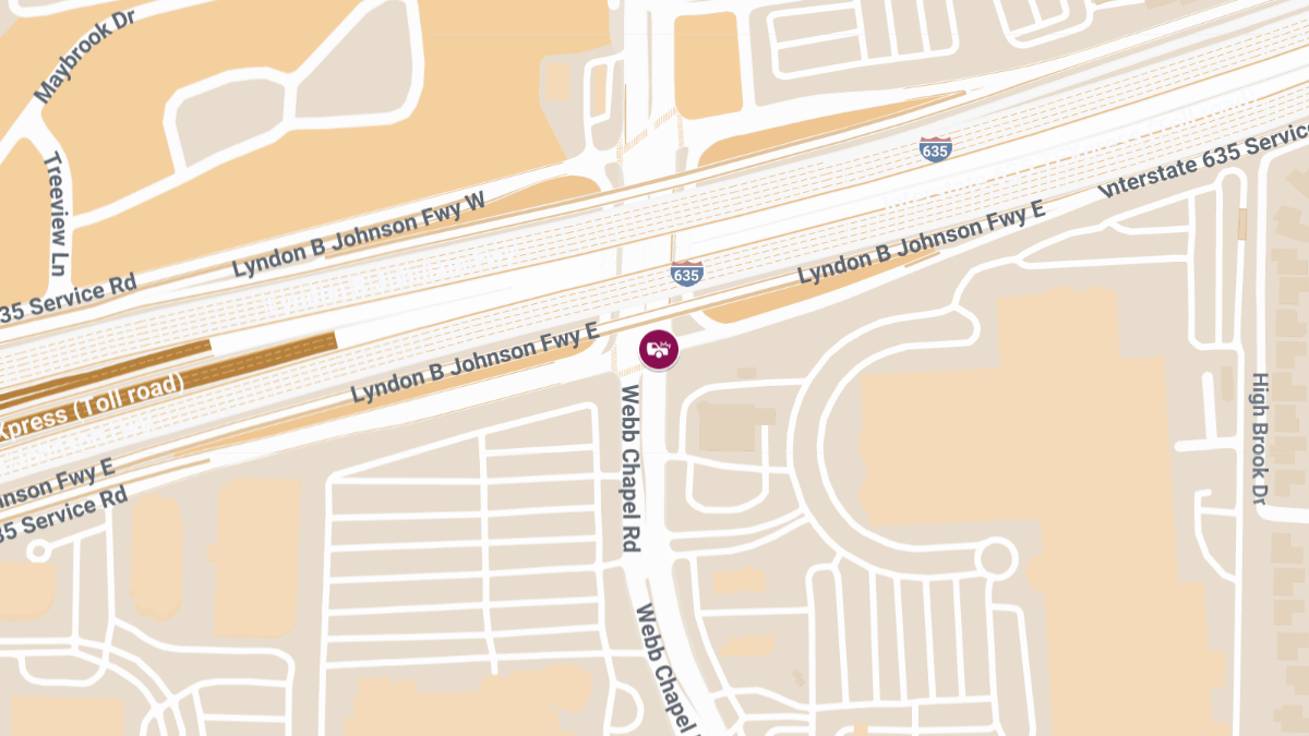 Vehicle Collision with Injuries Reported on LBJ Fwy W at Webb Chapel Rd