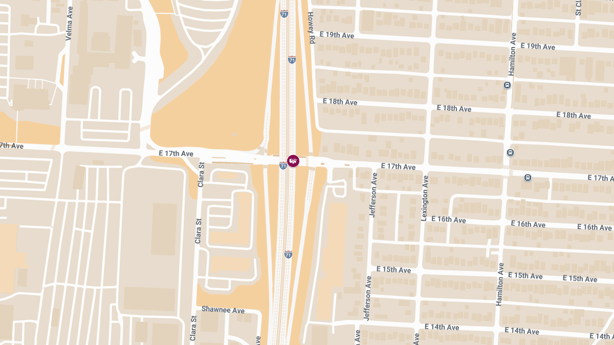 Vehicle Collision with Injuries at E 17th Ave and I-71 South