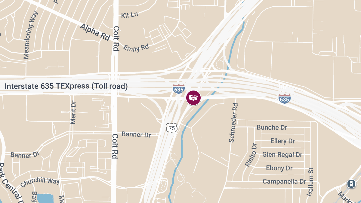 Vehicle Collision with Injuries at N Central Expy & LBJ Fwy E