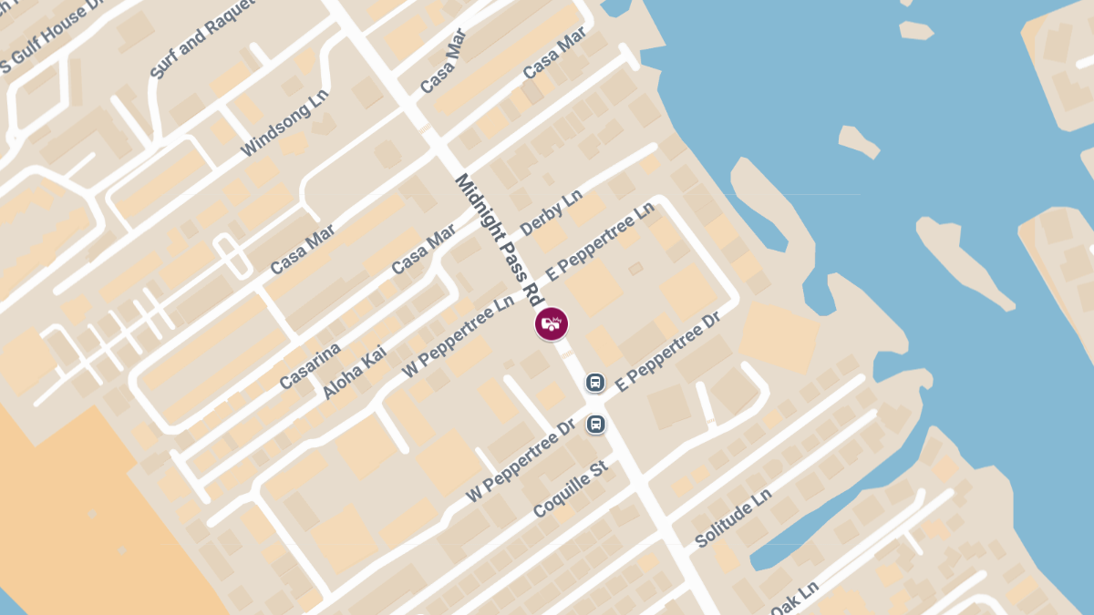 Accident With Injuries at E Peppertree Ln & Midnight Pass Rd