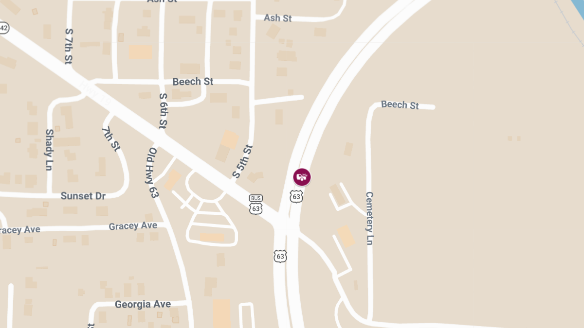 Accident With Injuries on US 63 North of Thayer