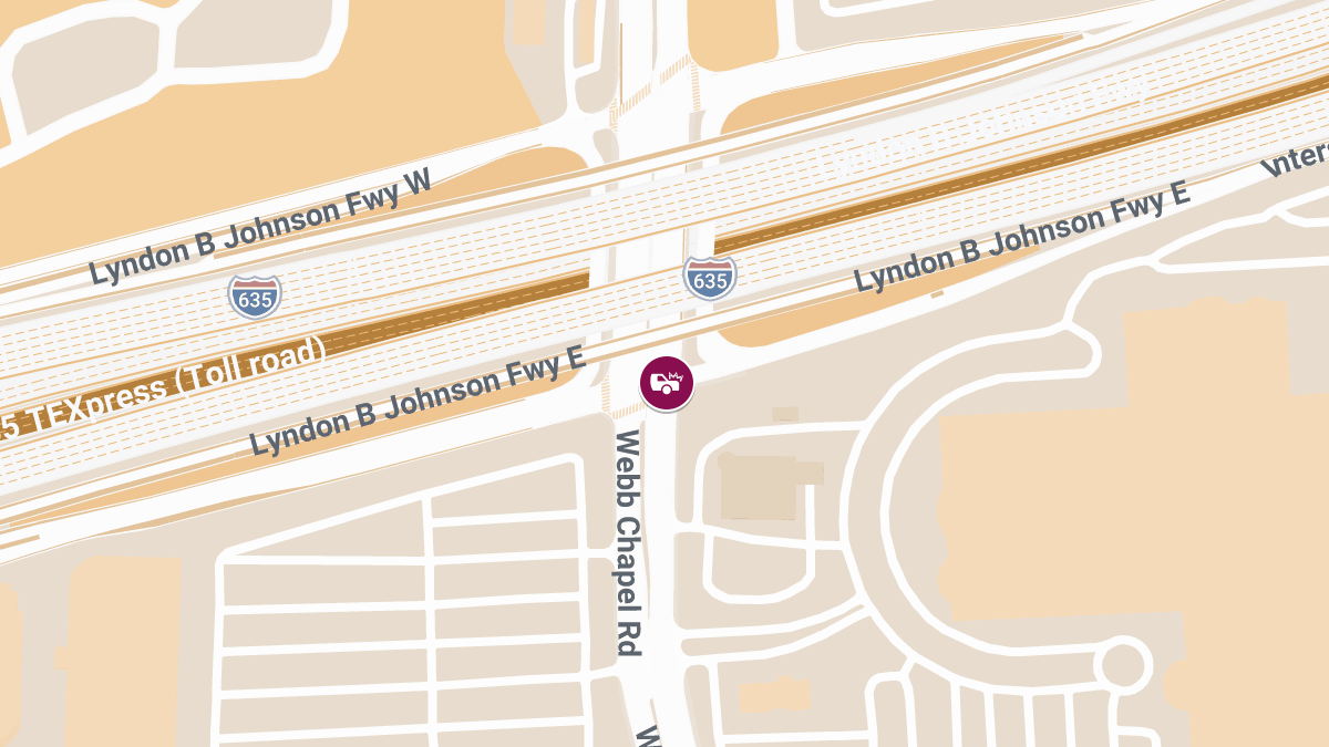 Accident with Injuries at LBJ Fwy & Webb Chapel Rd