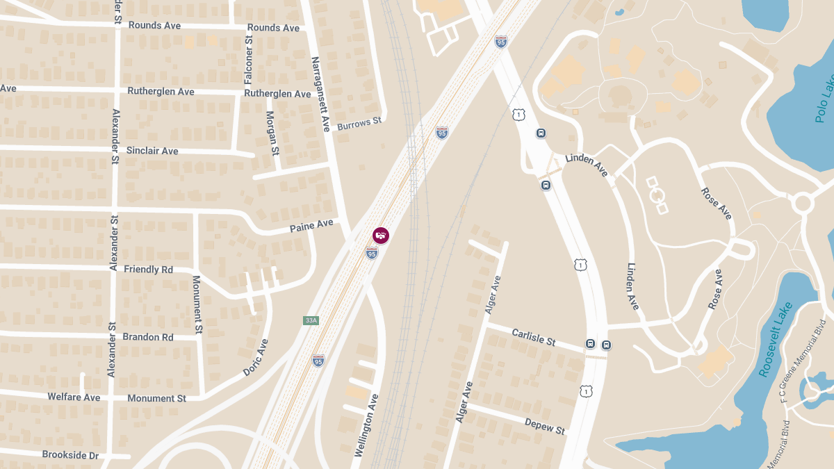 Accident with Injuries on I-95 NB near Exit 33A