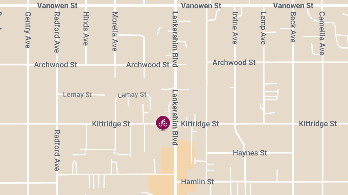 Bicyclist Injured in Collision at Lankershim Blvd & Kittridge St