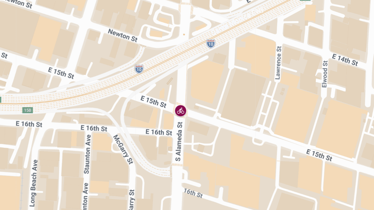 Bicyclist Injured in Traffic Accident at Alameda St & E 15th St