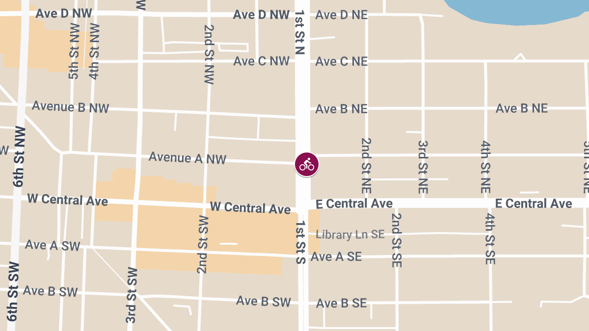 Bicyclist Injured in Vehicle Accident at 1st St N & Ave A NW