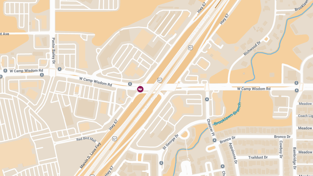 Car Accident With Injuries Reported at W Camp Wisdom Rd & Marvin D Love Service Rd E