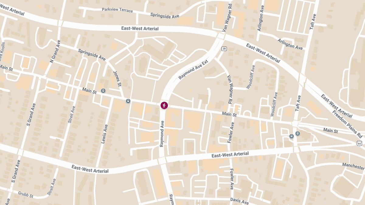 Car vs. Pedestrian Injury Crash at Raymond Ave & Main St