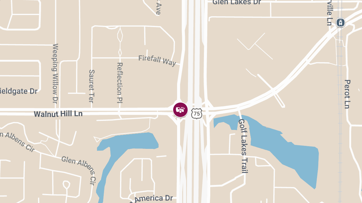 Collision With Injuries at N Central Serv W & Walnut Hill Ln