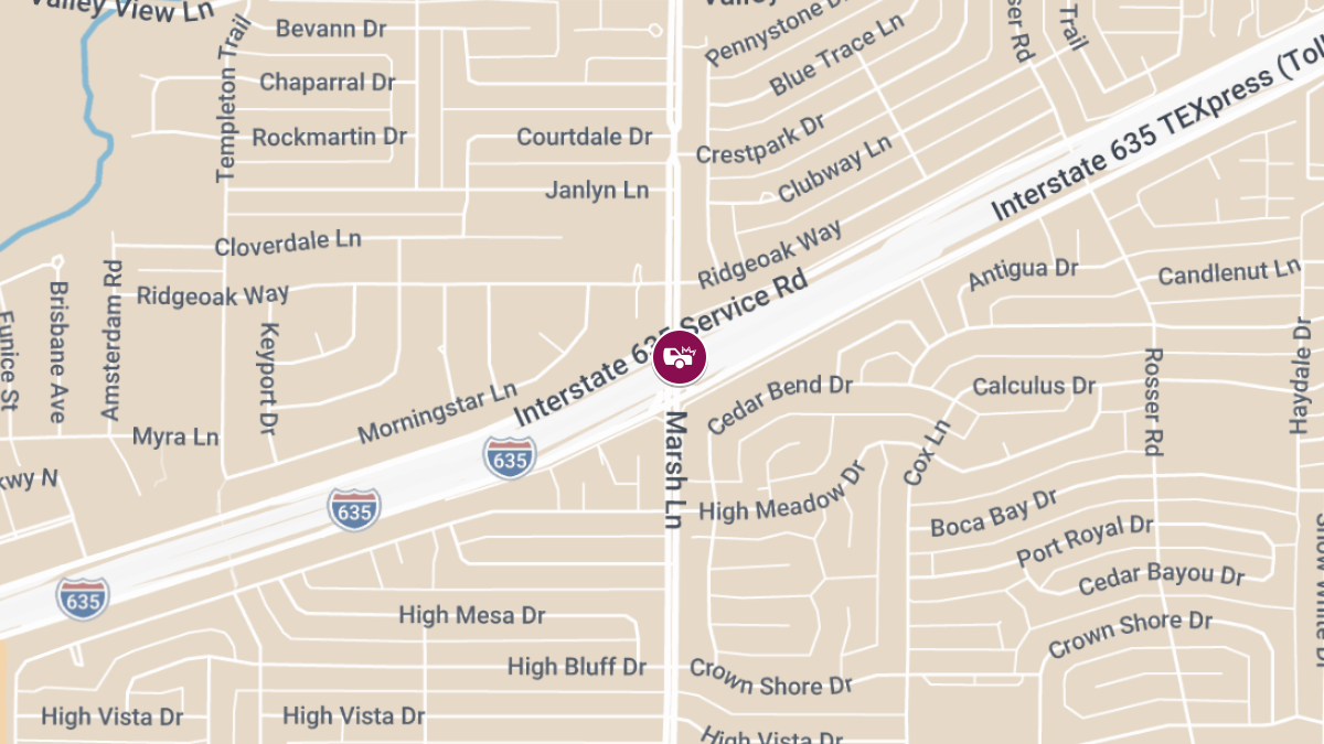 Collision With Injuries on LBJ Fwy W at Marsh Ln