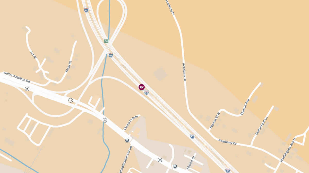 Collision with Injuries on I-64 E near Exit 50