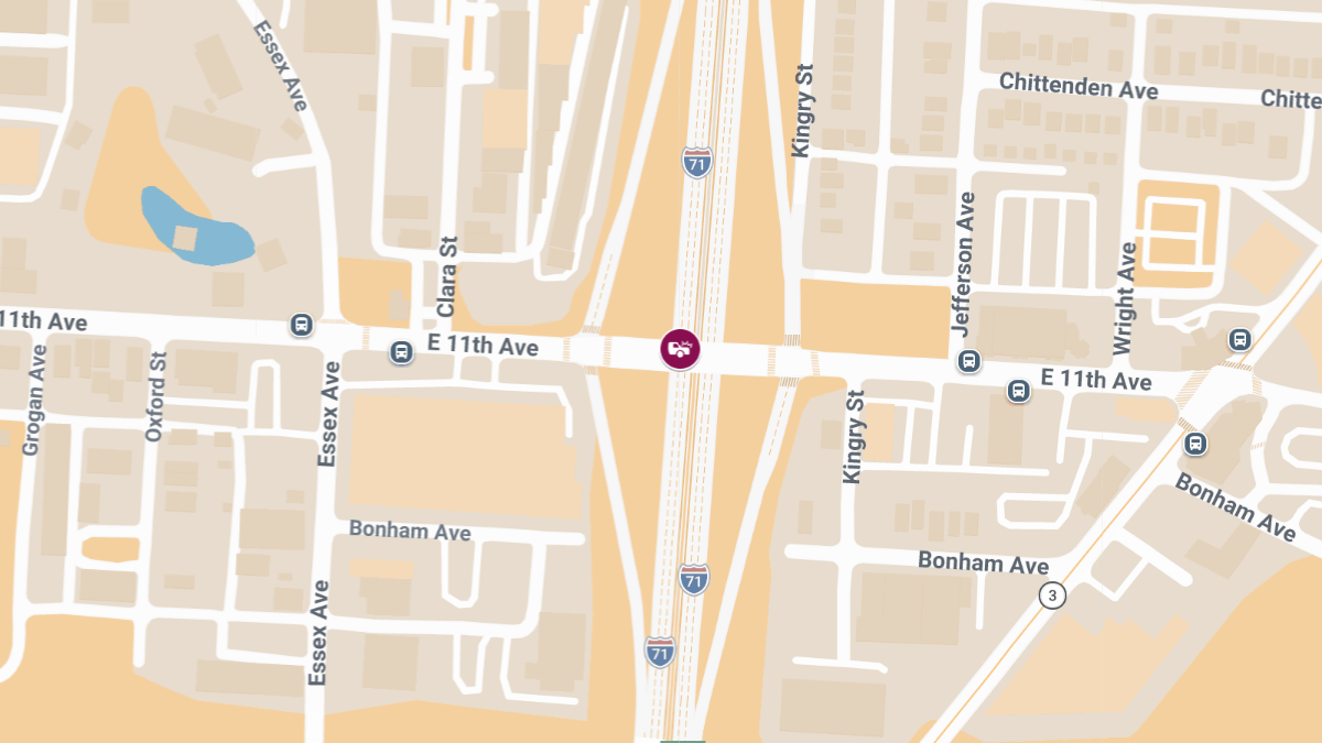 Collision with Injuries on I-71 S at E 11th Ave