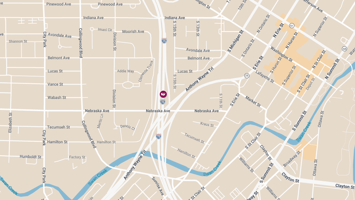 Collision with Injuries on I-75 near Anthony Wayne Trl