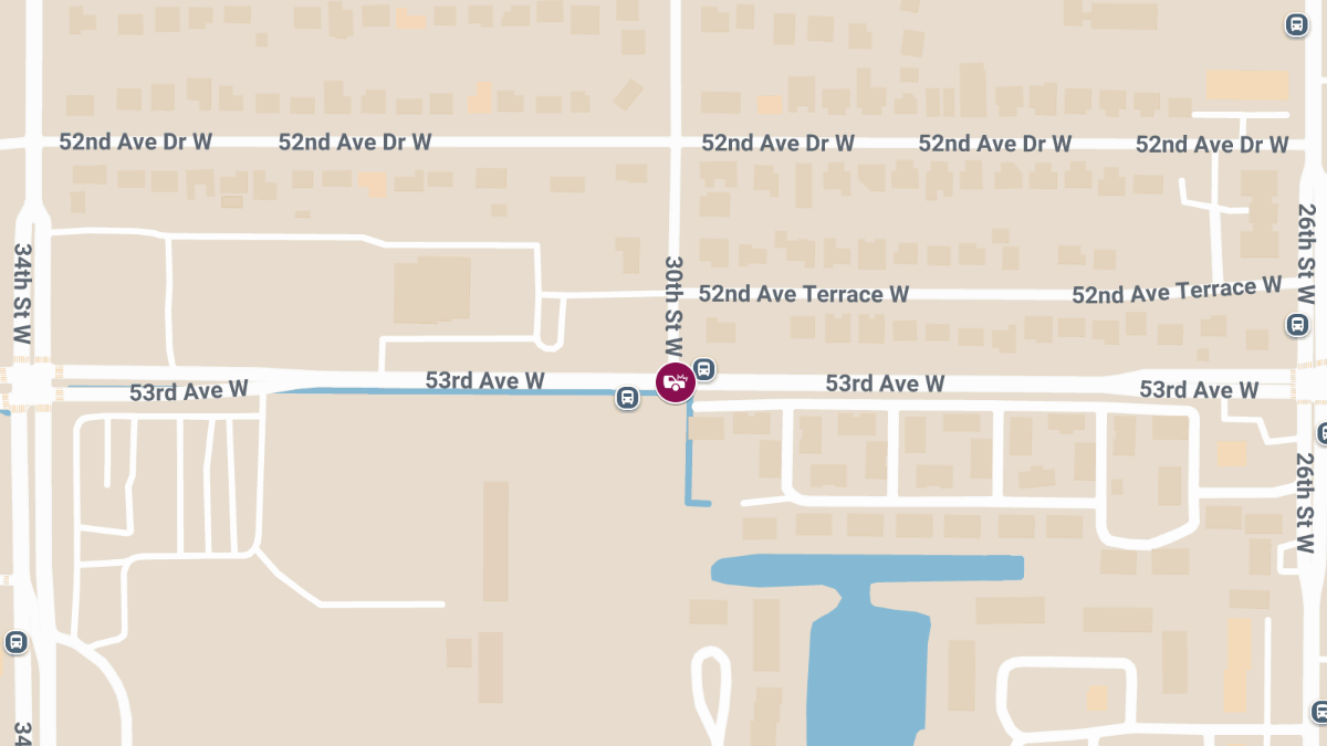 Crash With Injuries at 30th St W & 53rd Ave W