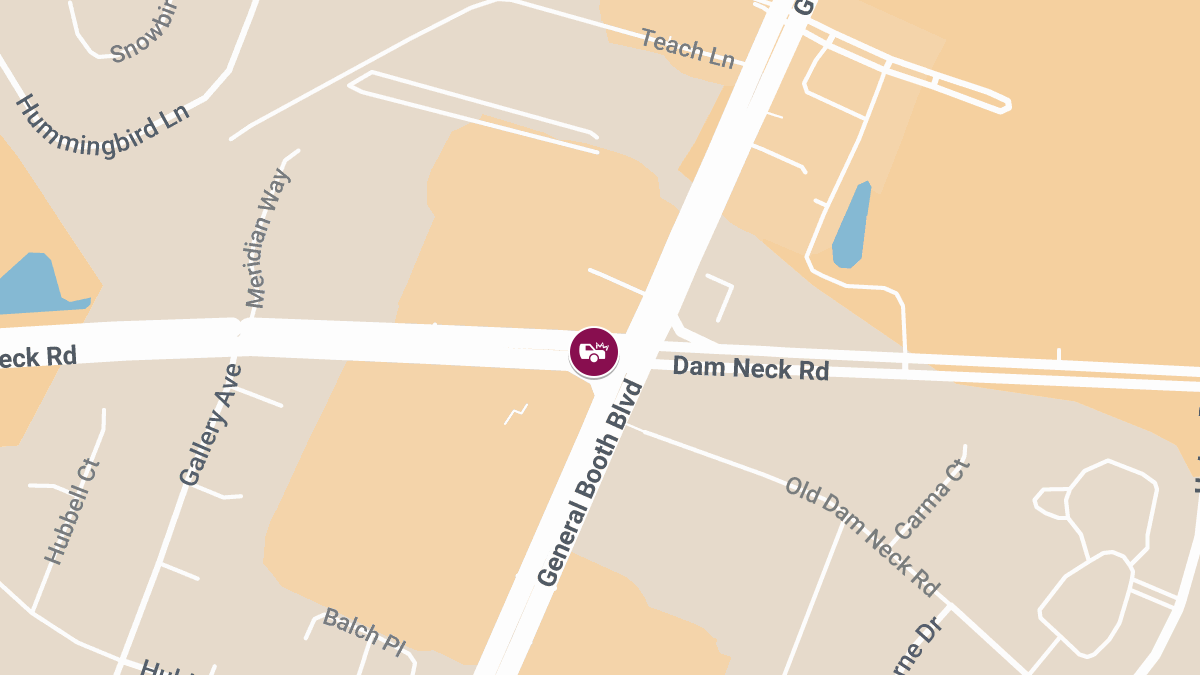 Crash With Injuries at Dam Neck Rd & General Booth Blvd