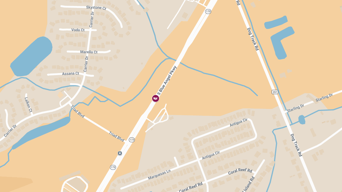 Crash With Injuries on S Blue Angel Pkwy