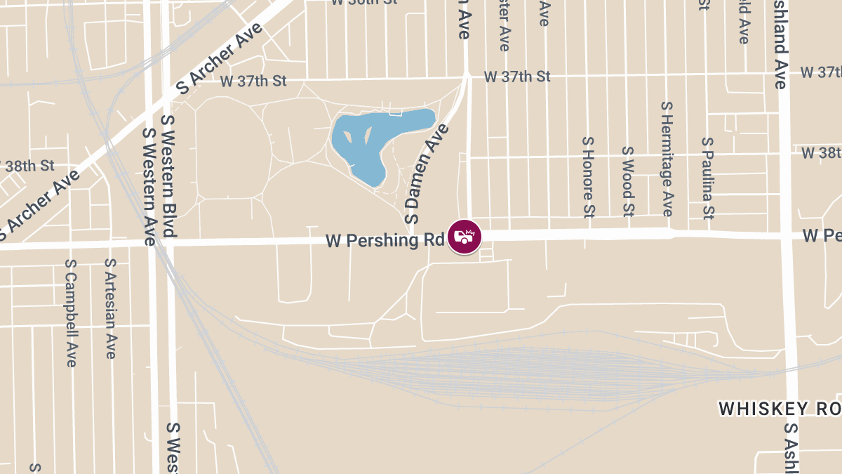 Crash with Injuries Blocking Traffic on Pershing Rd