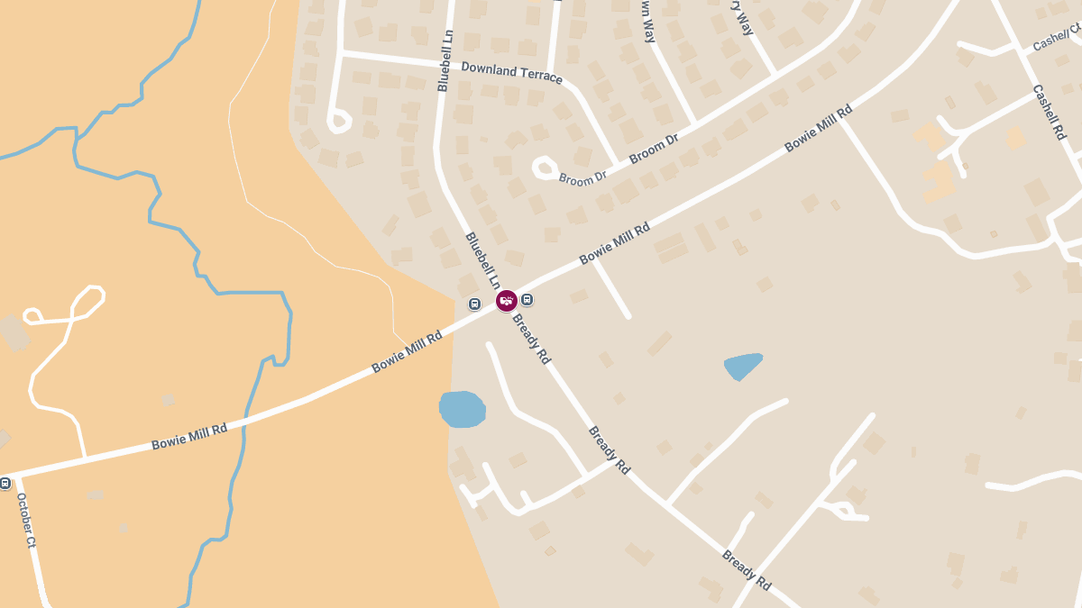 Crash with Injuries at Bowie Mill Rd and Bluebell Ln