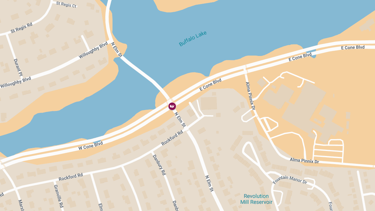 Crash with Injuries at N Elm St & E Cone Blvd