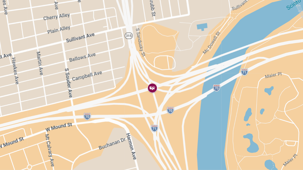 Crash with Injuries on I-70 W & OH-315