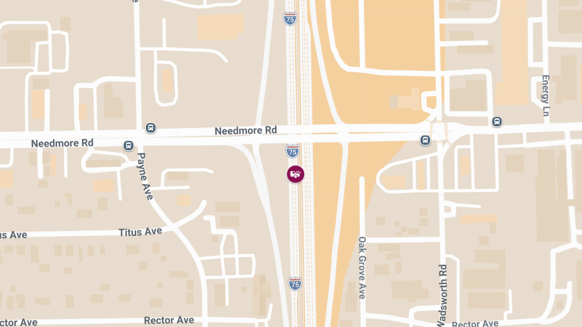 Crash with Injuries on I-75 near Needmore Rd