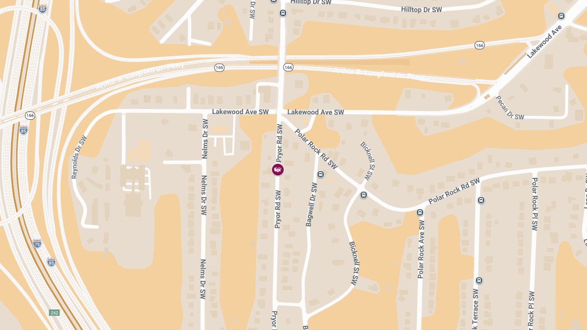 Crash with Injuries on Pryor Rd SW near Nelms Dr