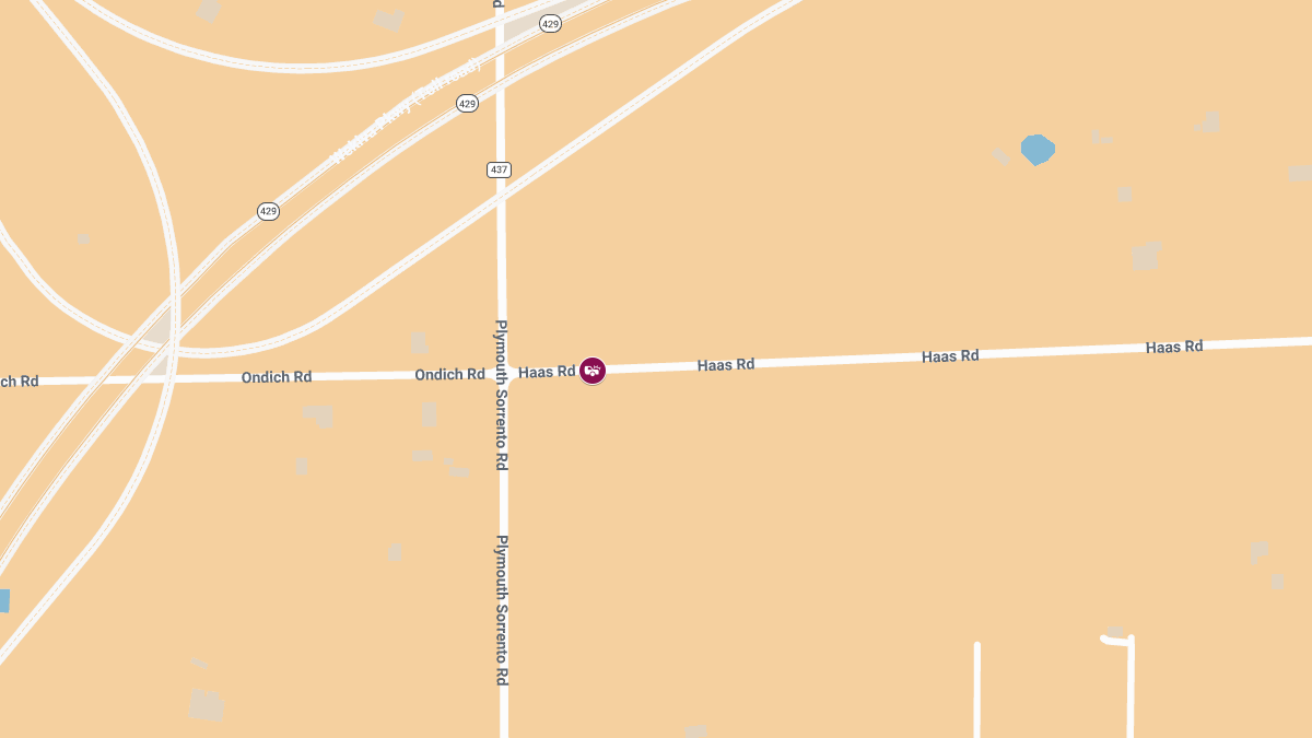 Injuries Reported in Crash at Haas Rd and Plymouth Sorrento Rd