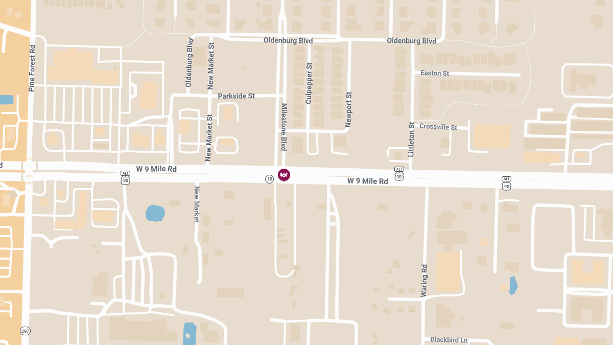 Injuries Reported in Overnight Collision at W Nine Mile Rd & Milestone Blvd