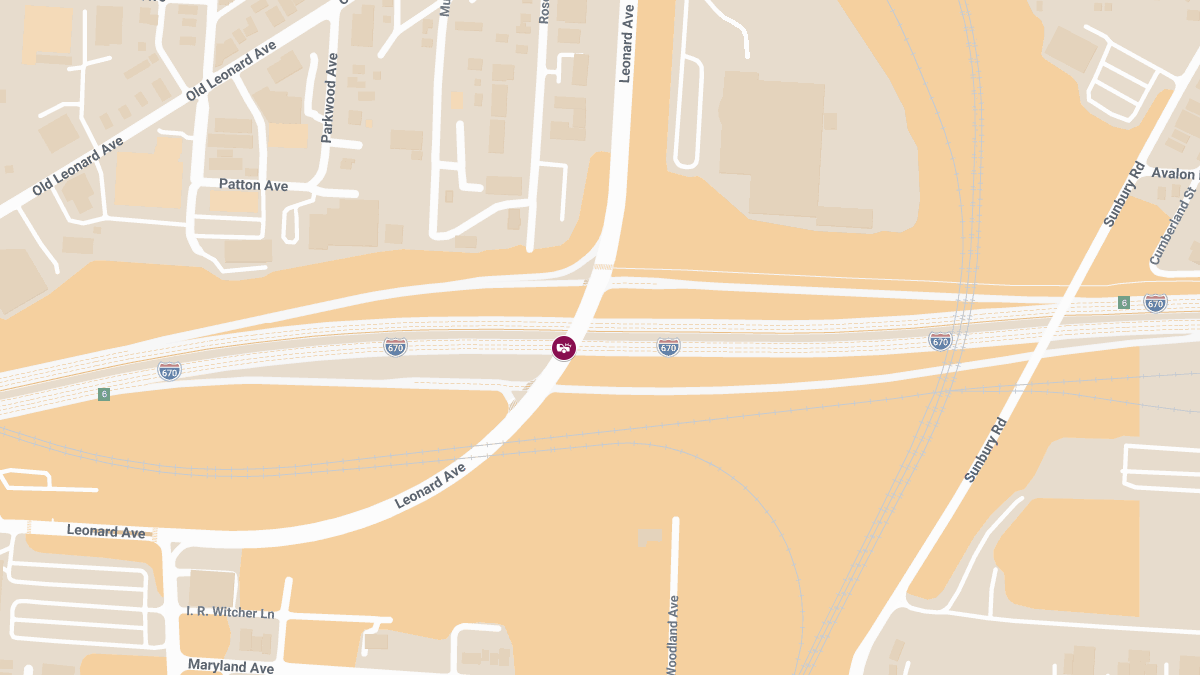 Injury Accident on I-670 E at Leonard Ave