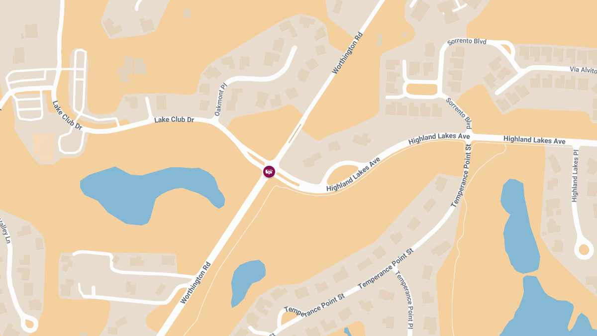 Injury Collision at Highland Lakes Ave & Worthington Rd