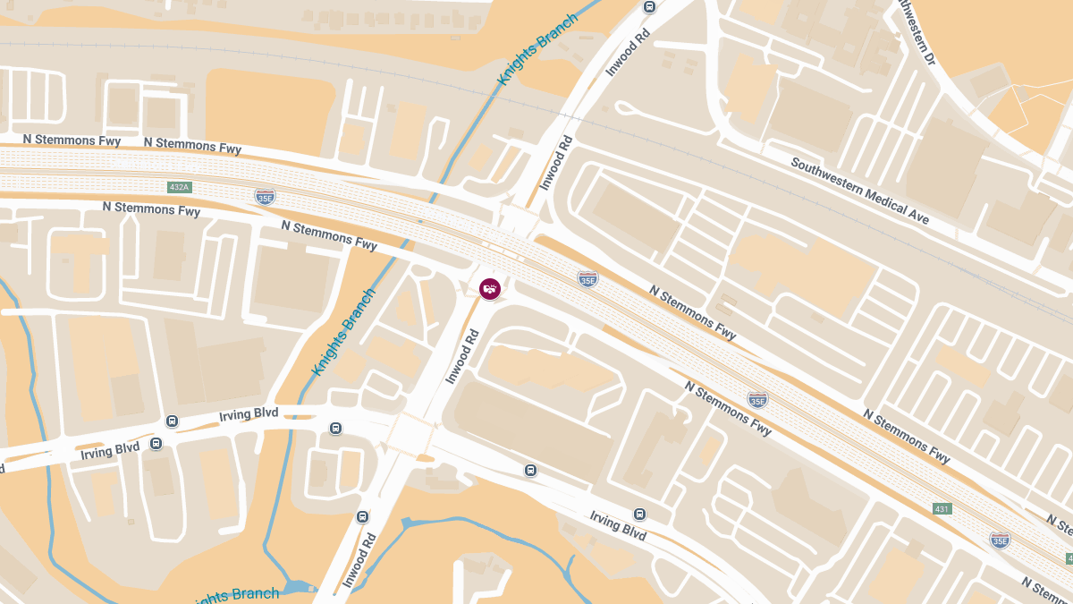 Injury Collision at Inwood Rd & N Stemmons Fwy