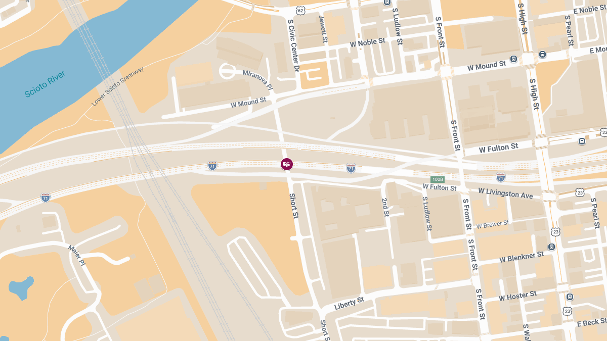 Injury Collision on I-70 E at Short St
