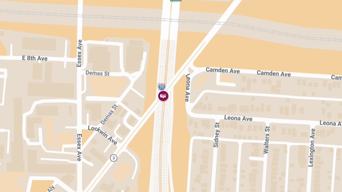 Injury Collision on I-71 S & E Hudson St