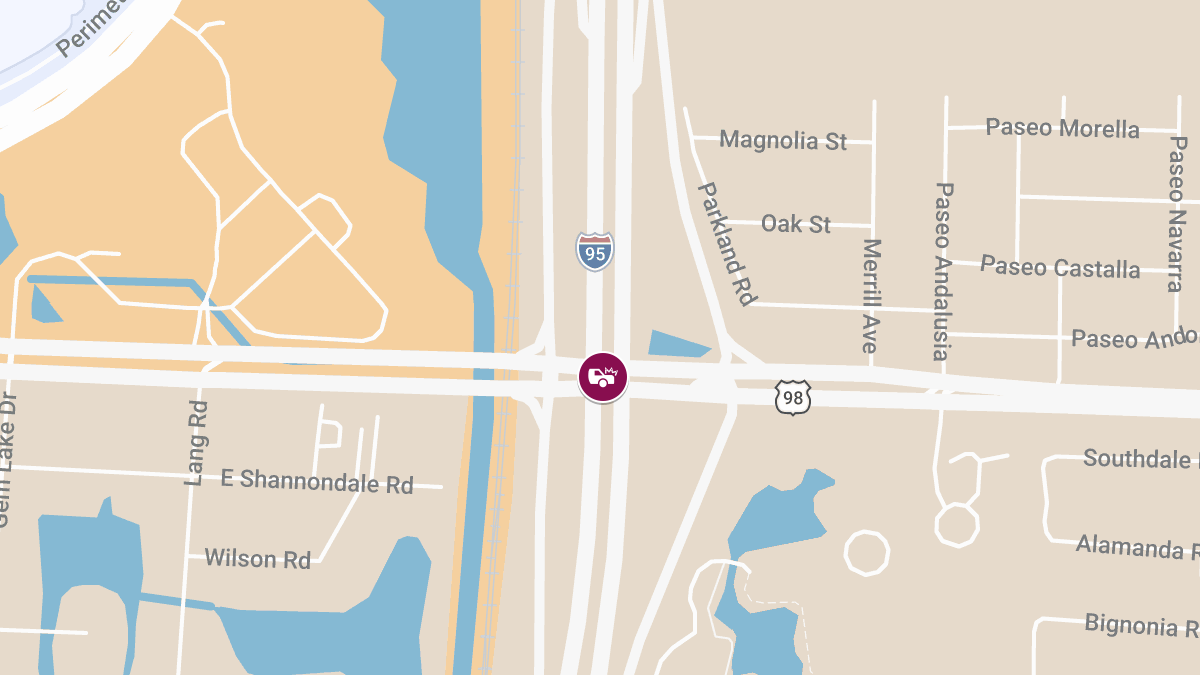 Injury Crash Blocks I-95 S at Southern Blvd