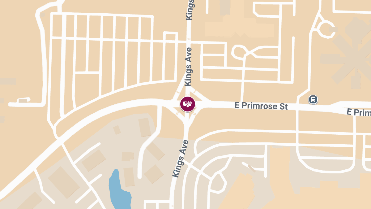 Injury Crash Blocks Northbound Kings Ave at Primrose