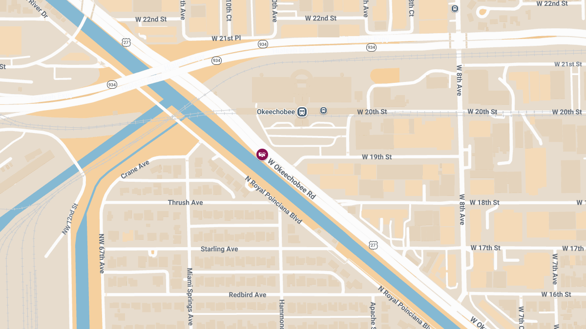 Injury Crash Blocks W Okeechobee Rd