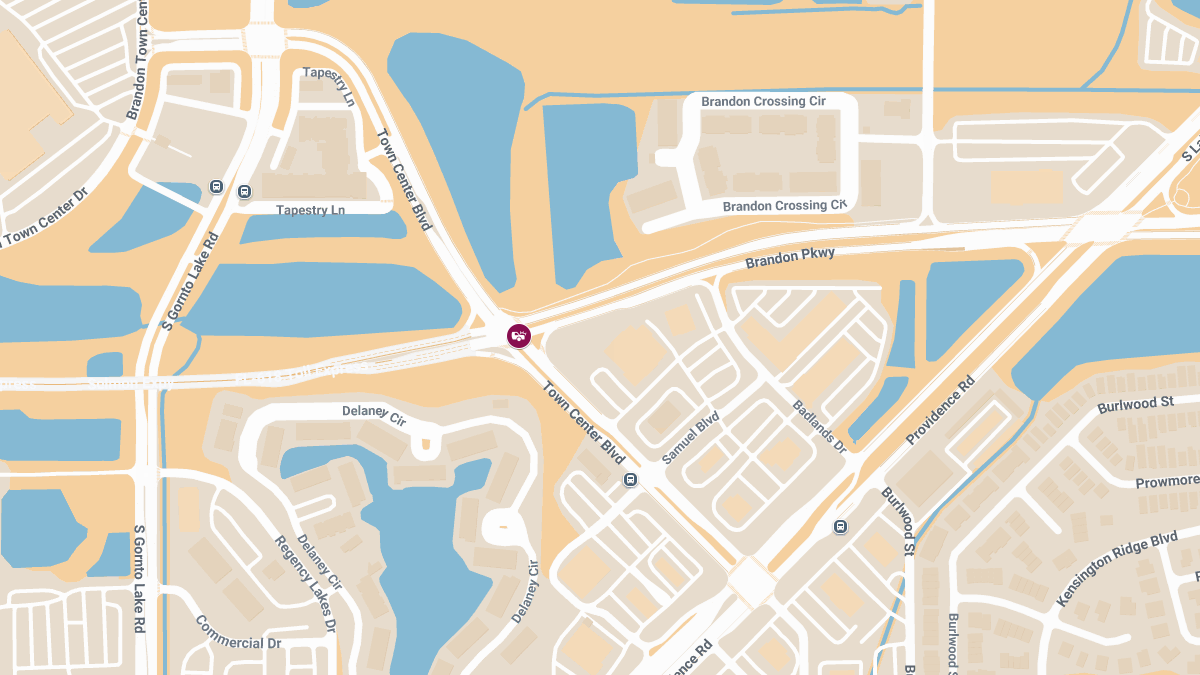 Injury Crash Causes Roadblock at Brandon Pkwy & Town Center Blvd