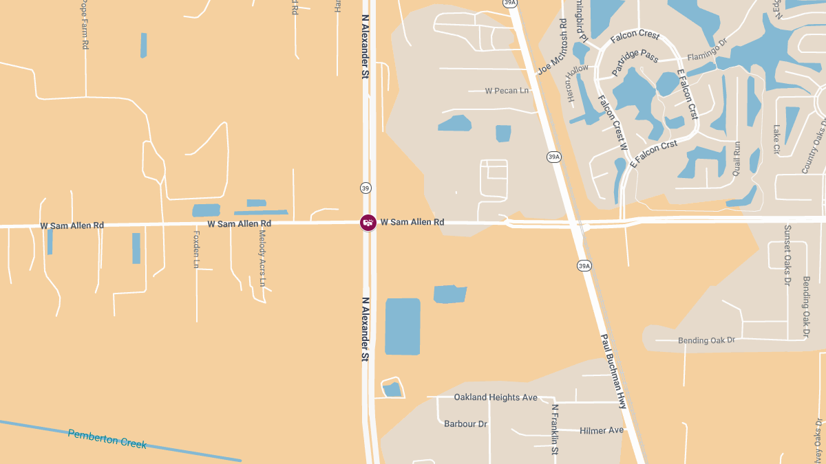 Injury Crash Reported at N Alexander St and Sam Allen Rd