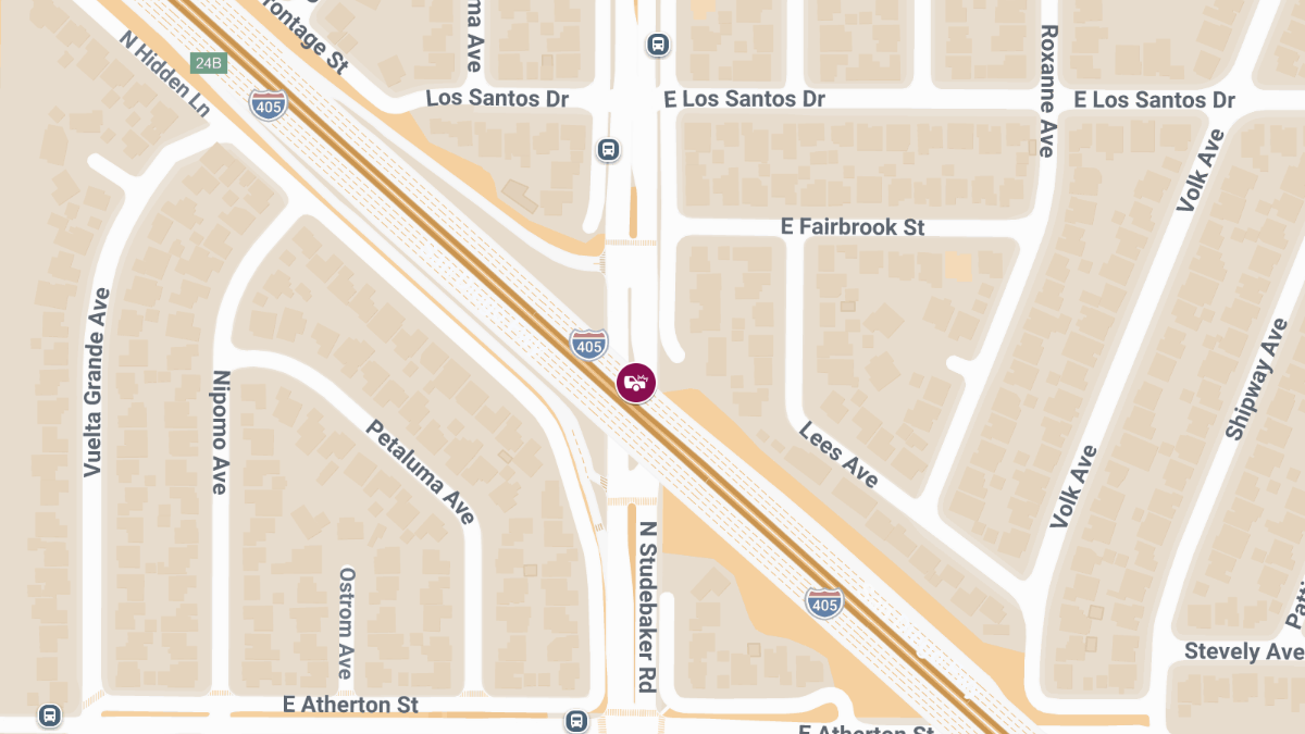 Injury Crash Shuts Down Lane on I-405 at Studebaker