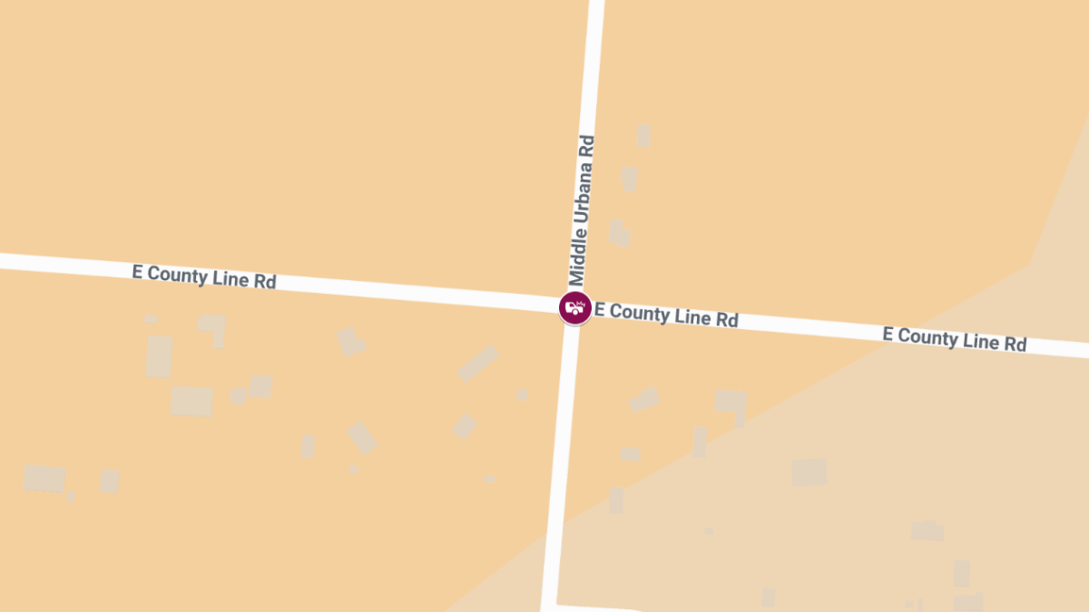 Injury Crash at E County Line & Middle Urbana Rd