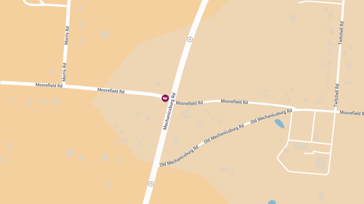 Injury Crash at Mechanicsburg Rd & Moorefield Rd