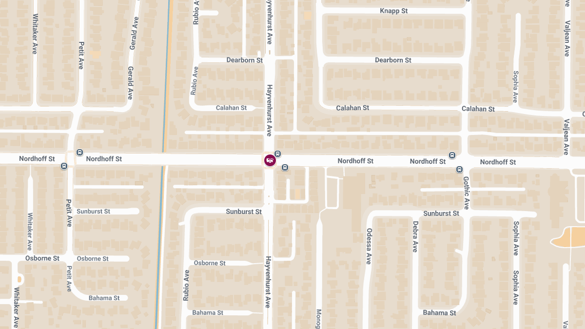Injury Crash at Nordhoff St & Hayvenhurst Ave