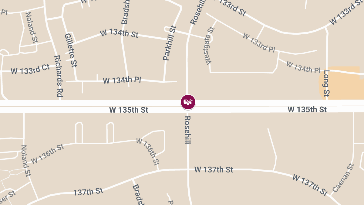 Injury Crash at W 135th St and Rosehill Rd