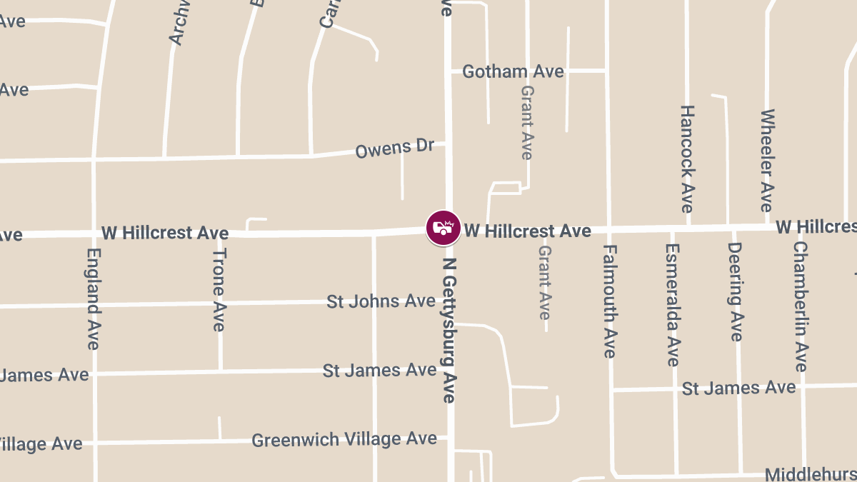 Injury Crash at W Hillcrest Ave & N Gettysburg Ave