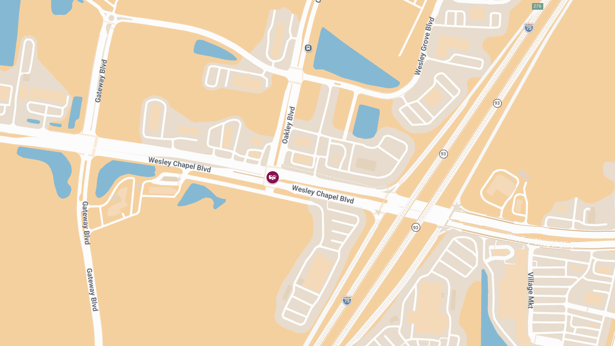 Injury Crash at Wesley Chapel Blvd and Oakley Blvd