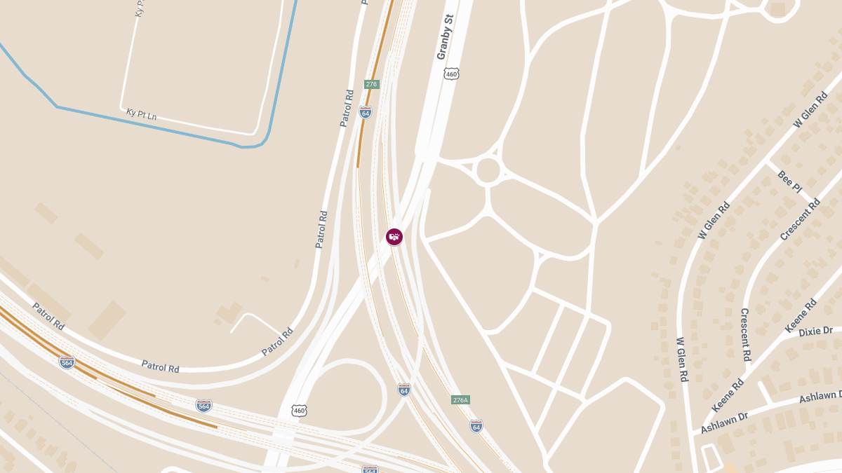 Injury Crash on I-64 EB at Granby St