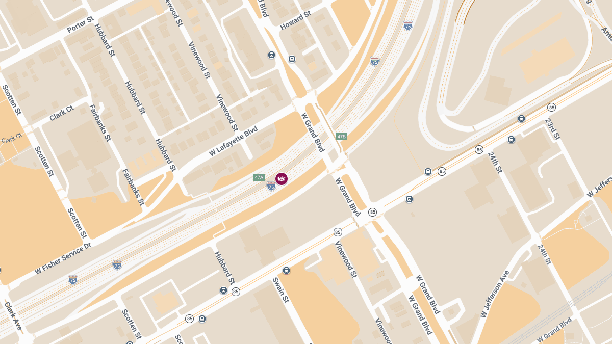 Injury Crash on I-75 Near W Grand Blvd