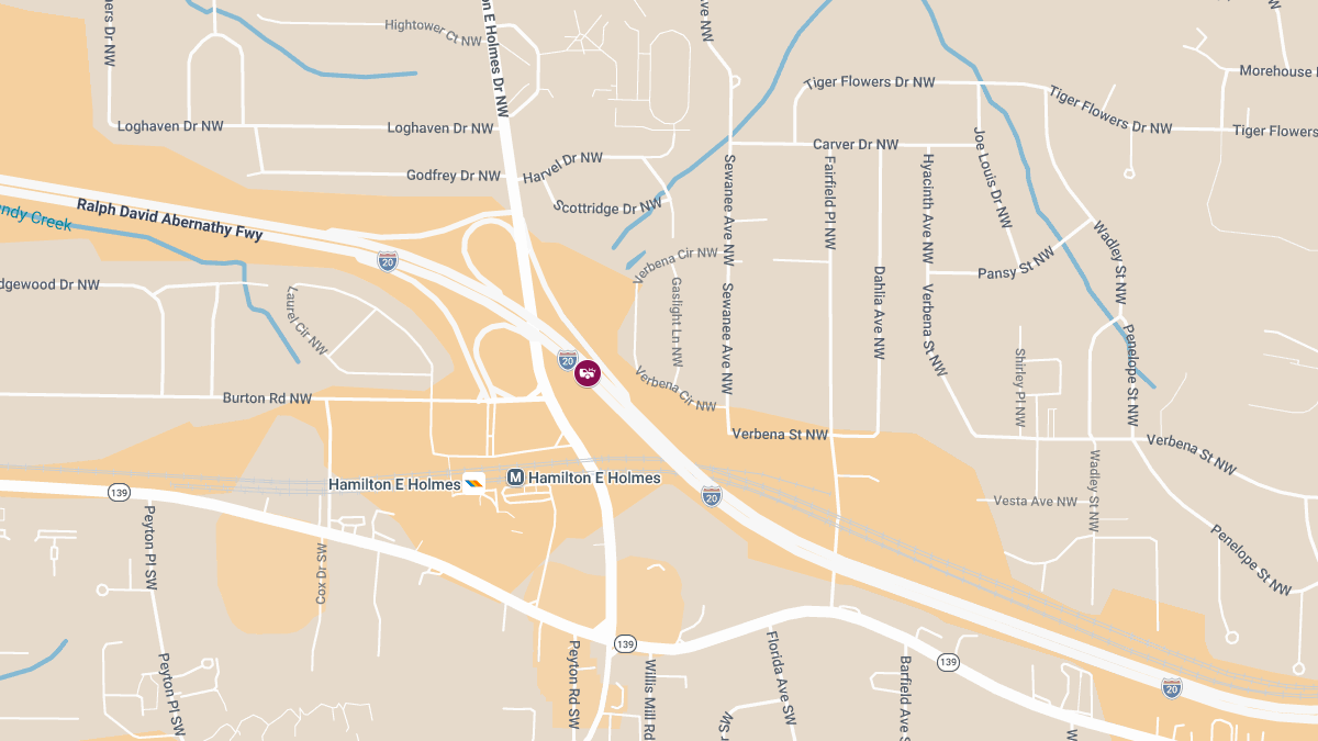 Injury Crash on I‑20 Near Hamilton E Holmes Dr