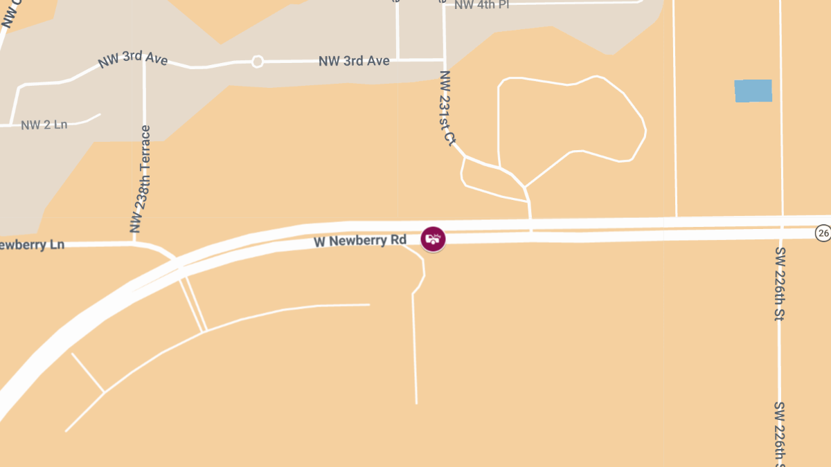 Man Hospitalized After Rear-End Crash on W Newberry Rd